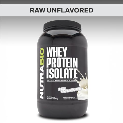 NutraBio Whey Protein Isolate Supplement – 25g of Protein Per Scoop with Complete Amino Acid Profile - Soy and Gluten Free Protein Powder - Zero Fillers and Non-GMO - Raw Unflavored - 5 Lbs
