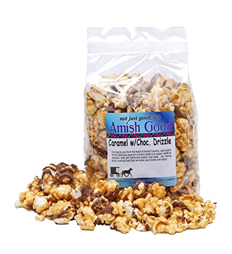 Amish Good Premium Caramel Popcorn With Chocolate Drizzle Real Butter And Coconut Oil In 12 Ounce Bag #TOP23