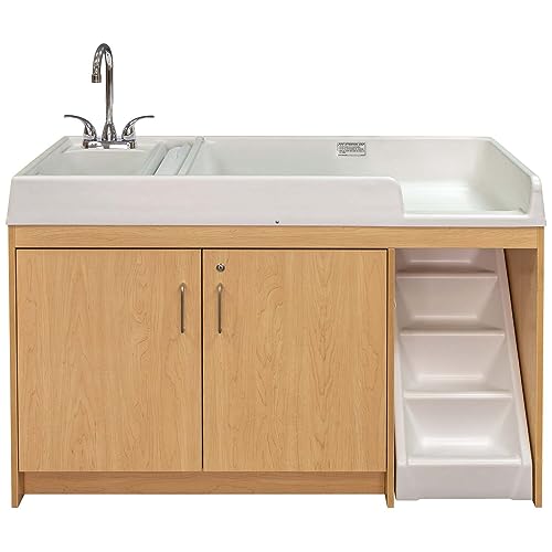 Tot Mate Toddler Diaper Changing Table with Stairs (Right) and Sink (Left) - Ideal Infant Changing Station for Home, Nursery, Daycare - 59-1/2