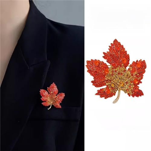 Image of WCRAZYE Rhinestone Maple Brooch Pin for Women Girls Sparkling Full Micro Pave Crystal Fall Thanksgiving Vintage Colorful Maple Leaf Lapel Pin Party Prom Wedding Thanksgiving Jewelry Gift