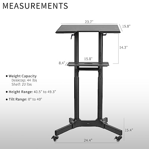 image for VIVO Mobile 24 x 16 inch Lectern Podium, Height Adjustable Steel Rolli