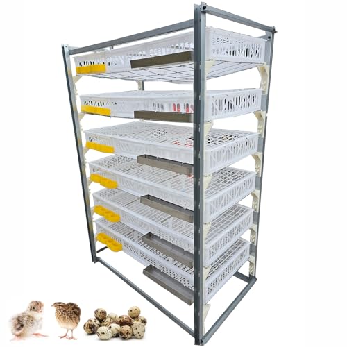 MFLCBK 6 étages Cage D'élevage de Cailles avec Abreuvoir et Mangeoire, 360-420 Cailles Grands Enclos Plastique Empilables pour Cailles, Ramassage Automatique des œufs(Size:125x58x182cm)
