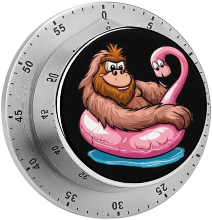 Bigfoot Sasquatch Pool Party Flamingo Kitchen Timers for Cooking Magnetic Stainless Steel Timer Alarm Clock image 4