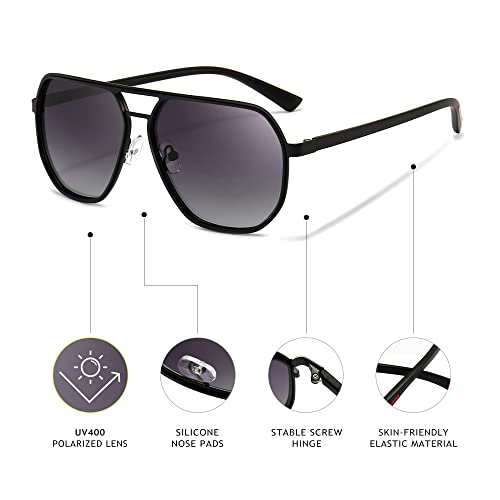 SUNGAIT Polygon Aviator Sunglasses for Men Polarized Trendy Square Sun Glasses Retro Pilot Shades UV Protection2