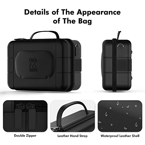 Amvr Leather Hard Carrying Case For Oculus Quest/Quest 2 Vr Gaming Headset And Touch Controllers, Elite Strap Pad, Lightweight And Portable Travel Storage Bag For Quest 2 Accessories #TOP2