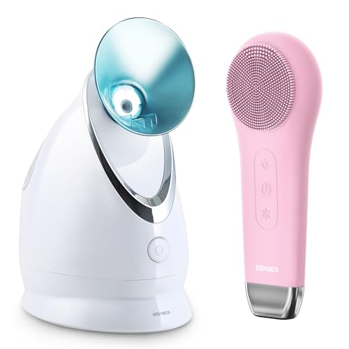 EZBASICS Facial Steamer Blue Bundle with Facial Cleansing Brush P...