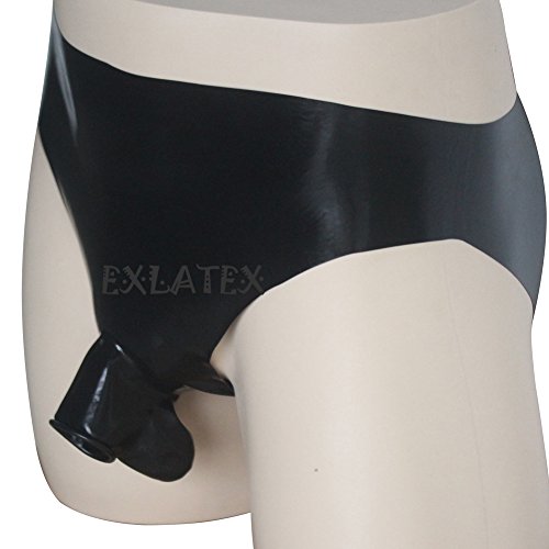 Mens Latex Rubber Panties Shorts with Ball and Half Sheath Cut-Out Ring Briefs2