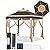 Yaheetech 13x13 Pop-up Patio Gazebo Tent W/Mesh Netting Sides & 25 Solar LED Lights, Hexagonal Double Vented 3 Height Adjustable Gazebo with Storage Bag for Backyard, Garden, Lawn, Khaki & Brown