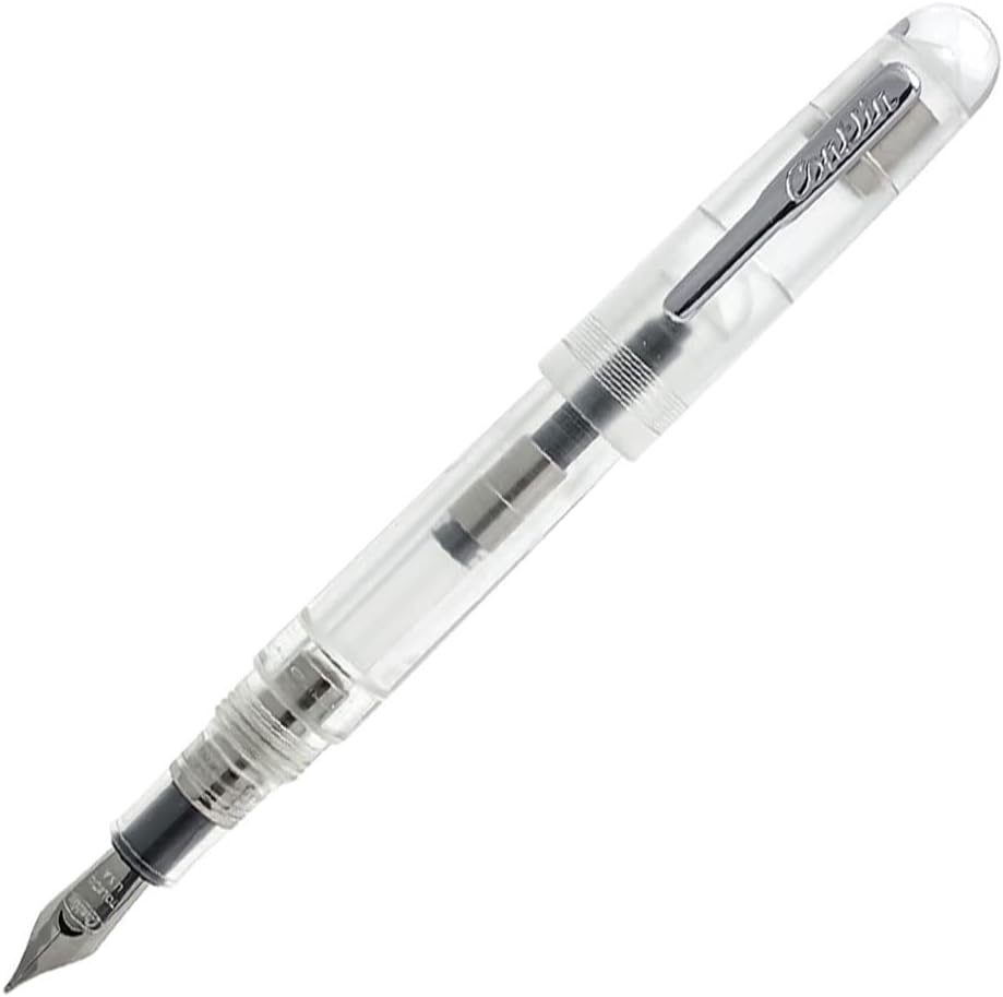 Conklin All American Demo Clear Fountain Pen - Fine Nib, Transparent Eyedropper Fill with 18K Rose Gold Trim, Premium JoWo Nib - Perfect for Professionals & Collectors