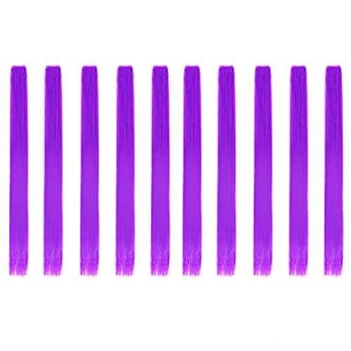 Hair Extension Clips 10pcs in Deep Purple 20 Inch Straight Hair Synthetic Fiber Hairpieces for Party