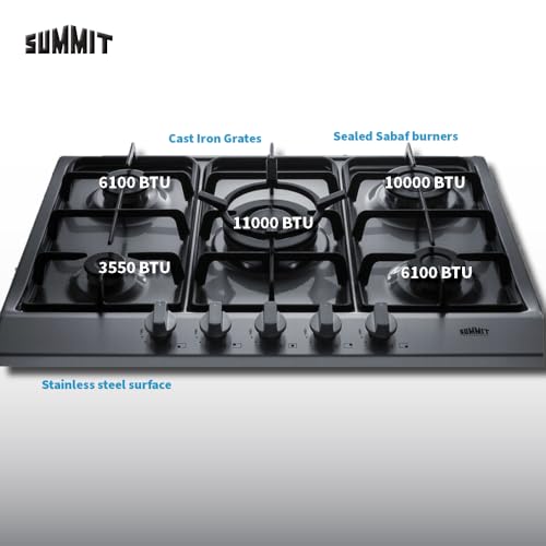 Summit 27" 5 Burner Gas Cooktop, Stainless steel, Cast Iron- GC527SS - Thumbnail 7