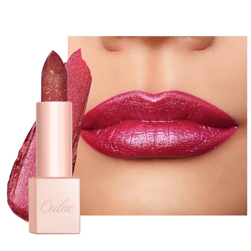 Oulac Moisturizing Pink Lipstick for Women - Tinted Lip Balm with Shimmmer, Lightweight Lip Makeup, Nourishing & Hydrating Formula, Vegan & Gluten Free, PG03 Pink Jewel
