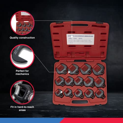 Neiko 03325A ½” Drive Jumbo Crowfoot Wrench Set | 14 Piece | Sae | 1-1/16” To 2” | Cr-Mo Steel #TOP3
