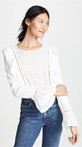 Jack By Bb Dakota Women's Eyelet It Happen Blouse, Bright White Medium #TOP1