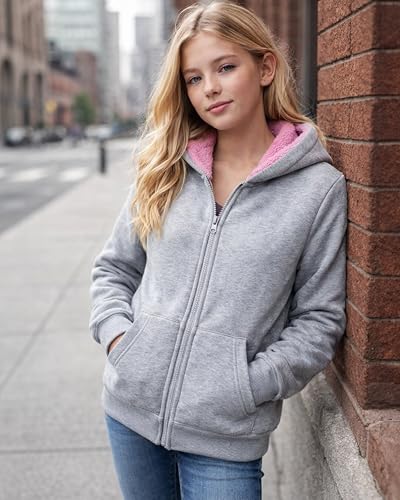 Coney Island Girls Hoodie - Cozy Soft Fleece Sherpa Lined Hoodie Zip Up Sweatshirt for Girls - Size Up for Better Fit - Image 3