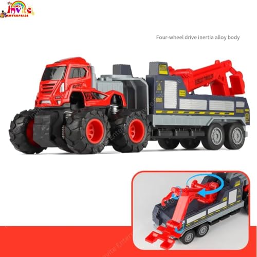Image of 1:43 Metal Toys Alloy Diecast Truck Set Toy, Diecast Miniature Car Model (Pack of 2-Multicolor) (Rescue Truck & Oil Tenk) Brand