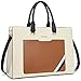 BOSTANTEN Damen Leder Aktentaschen 15.6 Zoll Laptop Handtasche Businesstasche Schultertasche Henkeltasche Tote Tasche (Beige+Braun)