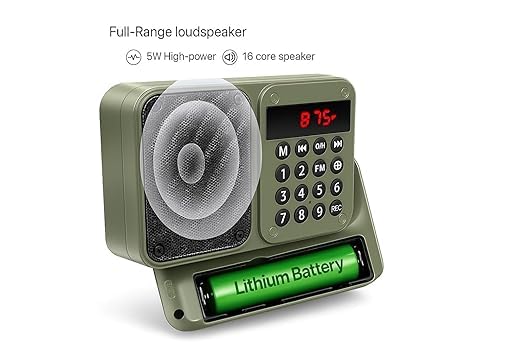 Image of M7 Pocket Blast FM Radio with Bluetooth Speaker with Powerful Sound, 6w-12 Hours (Tupe C Charging) and Number Pad (AUX, SD Card, USB Input (AUX, SD Card, USB Input) (M-7 Green)