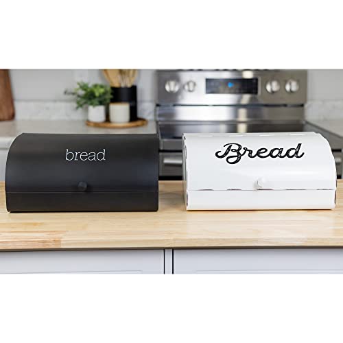 Auldhome Farmhouse Black Bread Box; Retro Vintage Style Enamel Countertop Bread Bin #TOP6