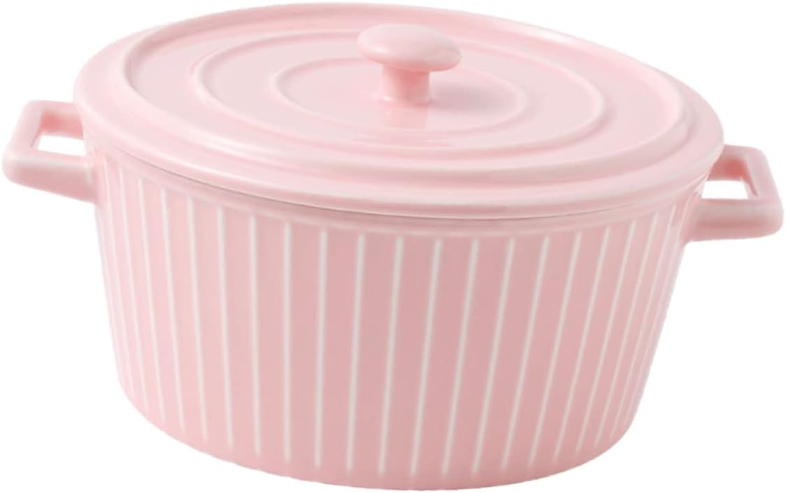 Zerodeko Ceramic Noodle Bowl Lid Insulated Salad Soup Bowl Double Handle Ware Pasta Bowls