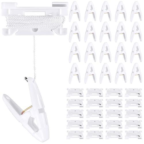 Image of Briwooody 20 Pairs Drop Ceiling Clips for Classroom Ceiling Hanging Hooks Hangers Clips for Hanging Drop Grid Decorations (White)
