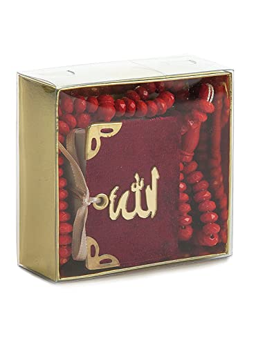 Coffret cadeau islamique coran et chaîne de prière avec 99 perles - Tesbih & Kuran en arabe, musulmanes (rouge) Cover