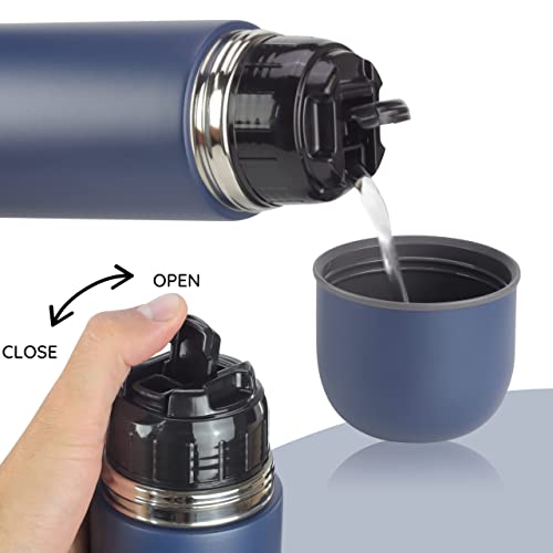 Milu Vacuum Insulated Flask 1L, 750ml, 500ml, Thermo Water Drinking Bottle with Cup for Hot & Cold Drink, Stainless Steel - Image 3