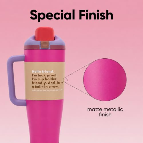 Image of HomeCloud 1200ML Stainless Steel Water Bottle - Double-Wall Vacuum Insulated, Leakproof Straw Lid, BPA-Free Reusable Travel Flask with Two-Way Spout for Gym, Office & Outdoor Use (H Pink)