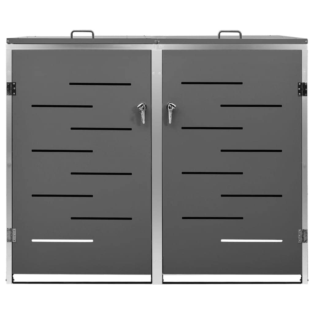 KOIECETA Mülltonnenbox für 2 Tonnen Abschließbar Rostfrei Müllbox Mülltonnenverkleidung Mülltonne Müllcontainer Gartenbox 138x77,5x115,5cm Edelstahl Anthrazit
