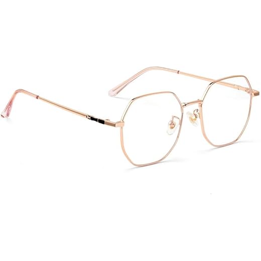 Hexagonal Frame Eyeglasses, Rose Gold