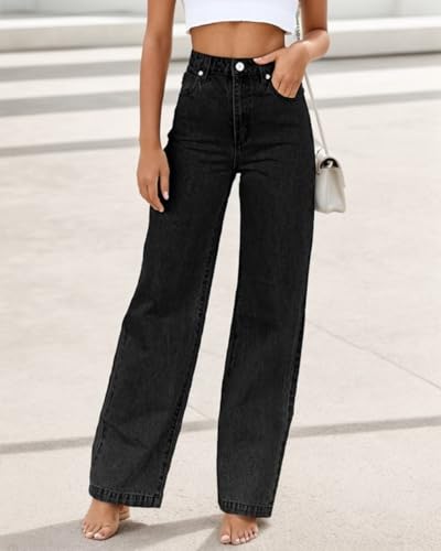 Women's Boyfriend Jeans Mid Waisted Straight Leg Loose Lightweight Jeans Stretchy Casual Denim Pants4