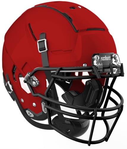 League Outfitters Schutt Adult F7 VTD Football Helmet with Facemask (Scarlet, X-Large)