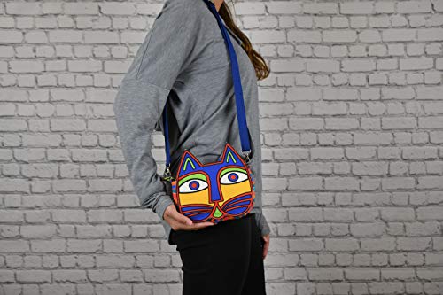 Cat-On-the-Bag A-Mews-Ing Kitty Face Fun Colorful Crossbody Bag | One Pocket Sling Purse | Cute Gifts for Cat Lovers for Everyday Use, Travel, and More2
