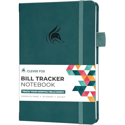 Clever Fox Monthly Bill Tracker Notebook, Budget Planner Book, Dark Teal