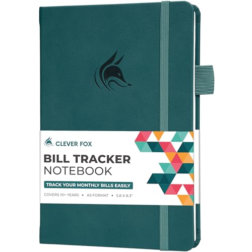 Clever Fox Bill Tracker Notebook â€“ Monthly Bill Payment & Home Finance Organizer with Pocket â€“ Efficient Budget & Expense Planner â€“ Ledger Book to Manage Paying Bills for Saving Money (Dark Teal)