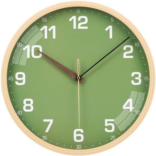 VIVILINEN 30CM Wall Clock Silent Nonticking Quartz Movement Wall Clock Simulated Woodgrain