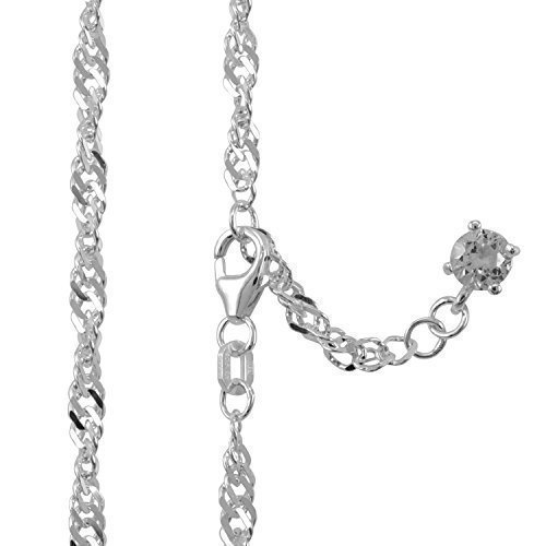 Preisvergleich Produktbild Fußkette 925 Silber Singapurkette Fußkettchen Solitär Zirkonia Länge 23-25cm 8549501270