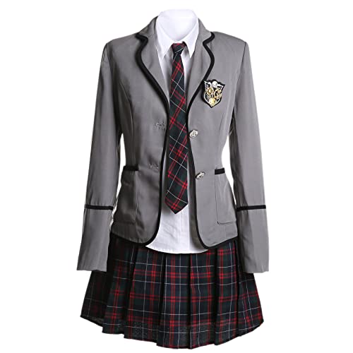 URSFUR Womens British Style Japan School Uniform Sets Cosplay Costume Anime Girl (XXL, Style 1)