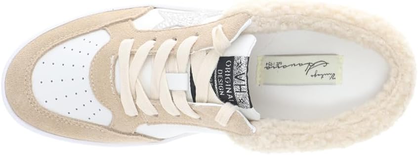 VINTAGE HAVANA Womens Baller Perforated Rhinestone Slip On Sneakers Shoes Casual - Beige, Off White