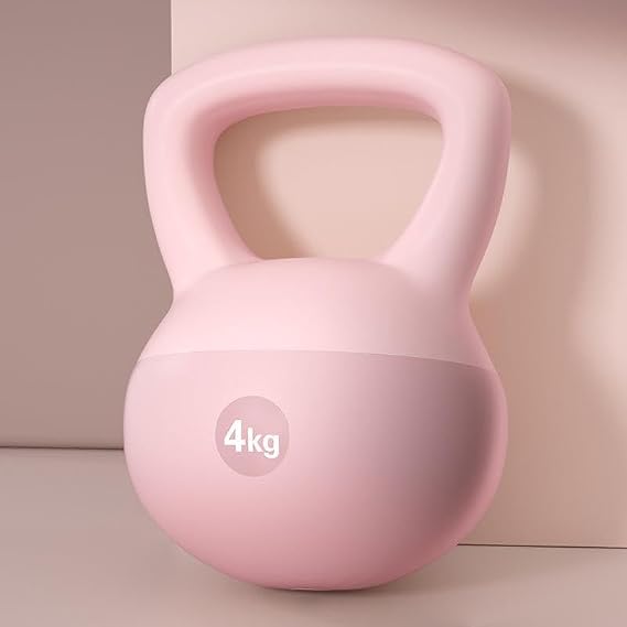 Valkyrie 4kg Soft Kettlebell Yumuşak Tabanlı Metal Kumlu Ses Yapmaz Darbeye Dayanıklı Çift El Ağırlık