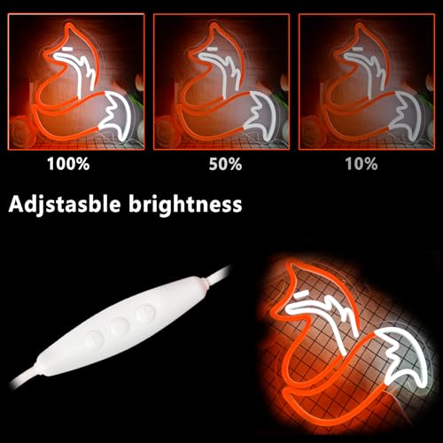 Image of Fox Neon Sign for Wall Decor Fox Neon Light Dimmable Fox Led Light USB Powered For Man Cave Bedroom Kid's Room Wall decor