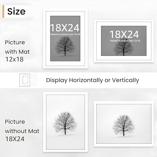 Image of Art Street Synthetic Document Large Size Wall Photo Frame, Set of 2 Big Frames For Wall Artwork, Certificates, Picture & Photographs Home Decor (18x24 Inch, Matted To: 12x18 Inch, White)