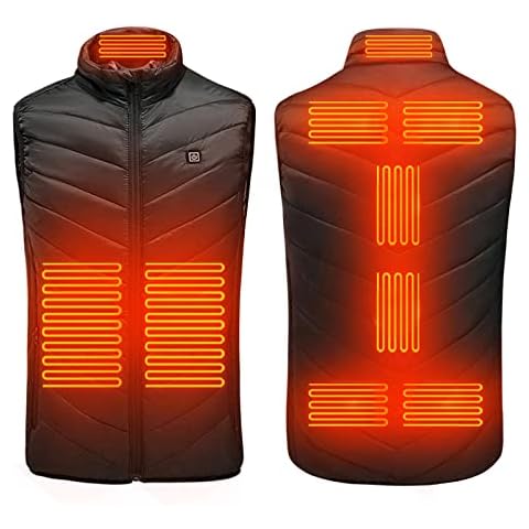 Heated Vests with Down,USB Electric Heated Body Warmer for Men and Women,Winter Jackets for Men with 3 Temperature Levels,Heated Jacket Men's Outerwear Gilets,Waterproof Heated Clothes (Black-L) Cover