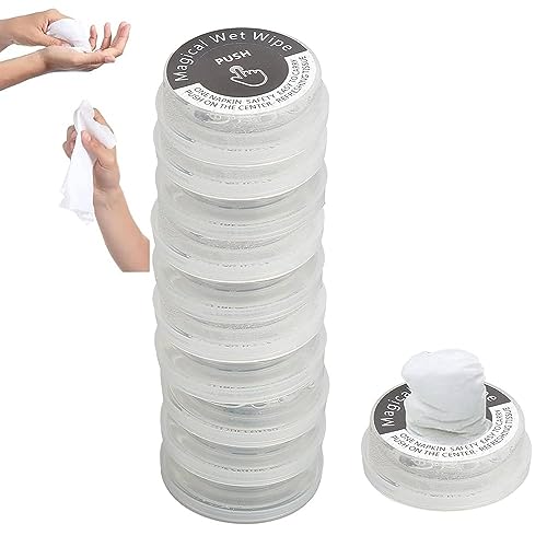 10 toallitas húmedas para manos, toallitas comprimidas de viaje, separación húmeda y seca, toallitas húmedas portátiles desechables, toallitas húmedas para exteriores