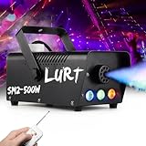 Fog Machine Auto Smoke LURT LED Light 500W Mini Wireless Remote Control Mode Portable for Parties Outdoor Halloween Wedding Stage Effect Indoor Disco and Disinfection 2500CFM Fuse Protection