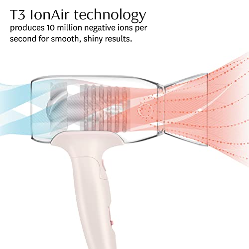 T3 Afar Lightweight Travel-Size Hair Dryer With Auto Dual Voltage, Folding Handle And Storage Bag, Fast Drying, Lightweight And Ergonomic, Frizz Smoothing, Multiple Heat And Speed Combinations #TOP2