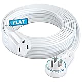 Maximm 360 Rotating Flat Plug Extension - 20ft Low Profile Cord for Under Carpet (White)