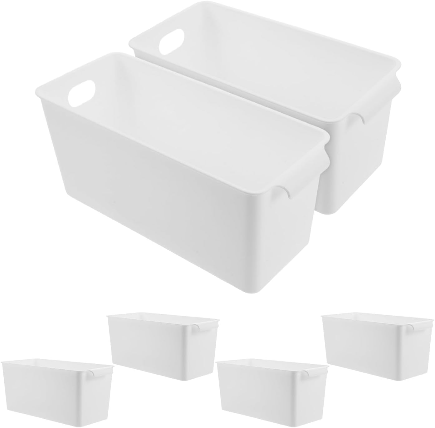 FUOYLOO 6pcs Stackable Plastic Storage Bins - Pantry Organizer Box with Handles for Closet, Living Room Toys, Makeup Essentials - Under Sink Organization Bins