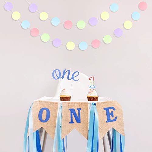 65 Feet 5 Pieces Circle Dot Paper Garland Pastel Dots Garland Kit String Bunting Banner Streamers Backdrop Hanging Macaron Decorations For Baby Shower Kids Girl Birthday Unicorn Theme Party Home Decor #TOP1