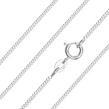 Aeon 925 Sterling Silver Necklace - 1mm Diamond Cut Curb Chain Necklace | 16' Chain | Polishing Cloth & Pouch Bag Included